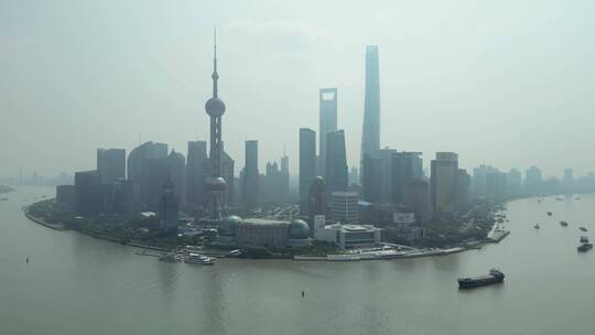 上海外滩雾霾天气空气污染航拍【4K】