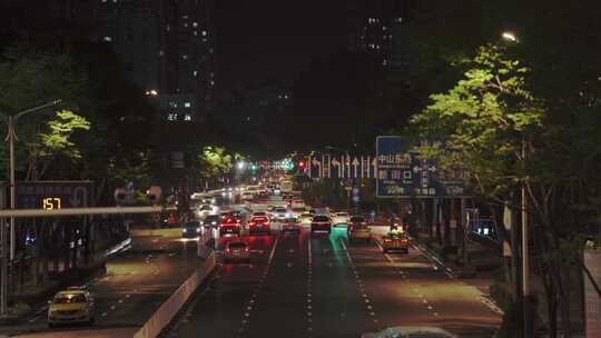 城市夜景车流人群 人文街景