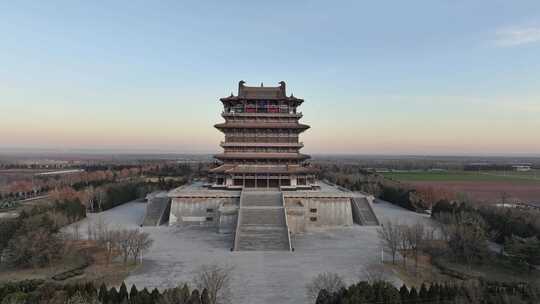 山西古代建筑鹳雀楼航拍