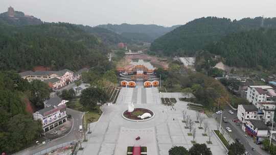 航拍四川遂宁观音故里灵泉寺