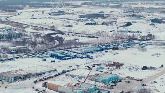 哈尔滨建设中的冰雪大世界