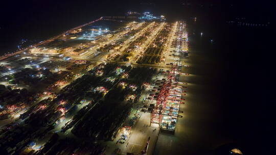上海洋山港夜景航拍