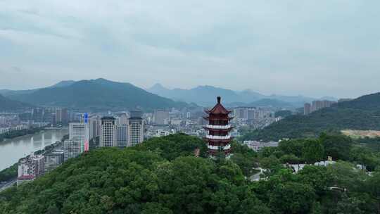 三明市麒麟山公园航拍麒麟山公园鸟瞰