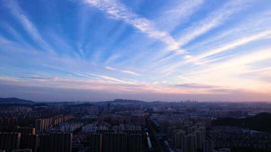 青岛李沧晚霞 暮色城市