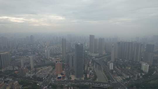 航拍雨后安徽合肥城市风光