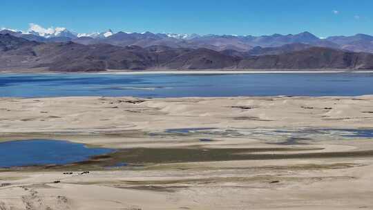 航拍西藏日喀则帕羊镇沙漠湿地视频素材模板下载