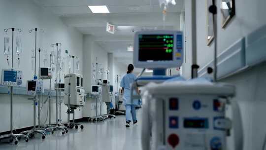 医院走廊护士行走医疗场景