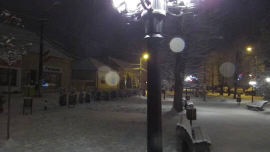 雪夜公园景色视频素材模板下载