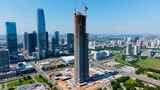 城市在建摩天大楼鸟瞰全景高清在线视频素材下载
