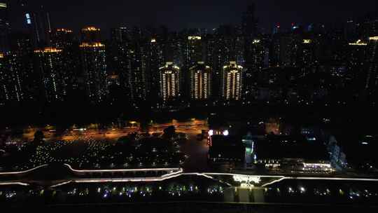 重庆夜景城市交通建筑航拍