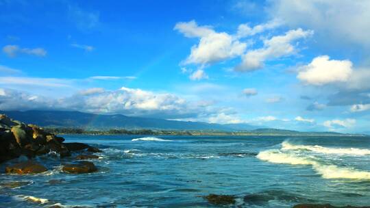 海岸线海浪延时摄影唯美风景旅游海南三亚