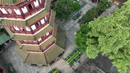 广东省广州市越秀区六榕寺低角度航拍