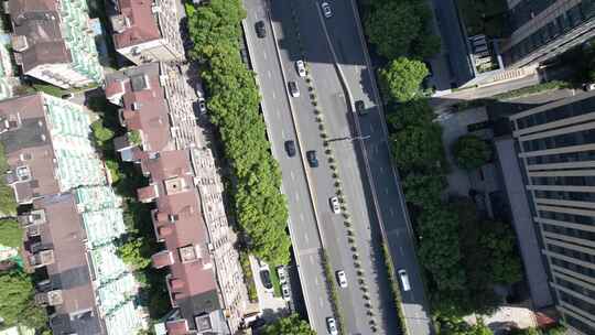 城市马路杭州定安路车辆车流风景视频素材