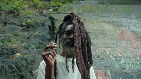 Rasta Man，肖像，吸烟，大麻