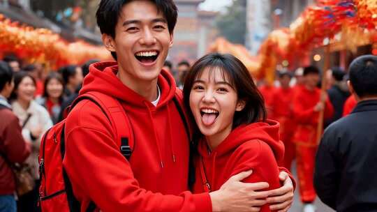 新年情侣温馨浪漫家庭家人春节人物