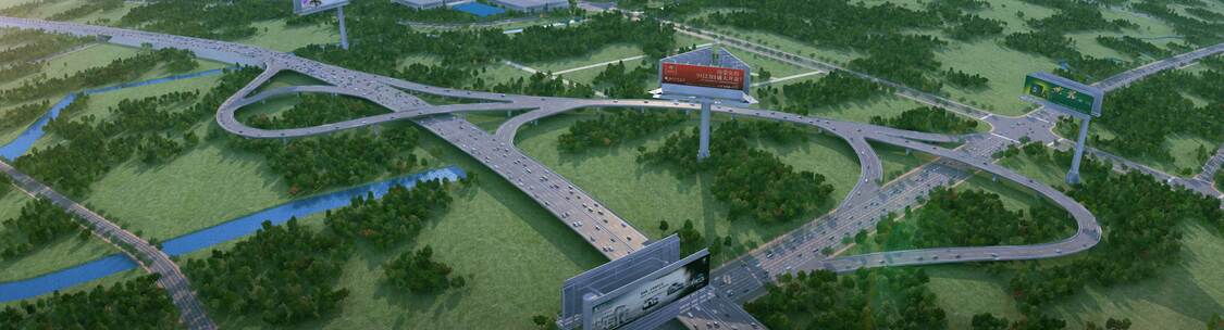 高架高速路交通枢纽三维动画