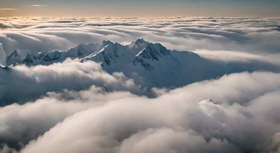 山峰阳光航拍云海日出延时雪山山脉意境风景