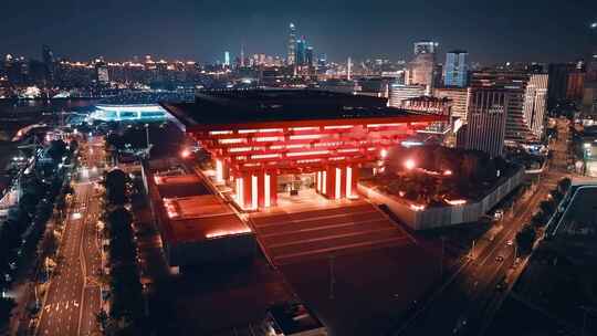 中华艺术宫夜景航拍