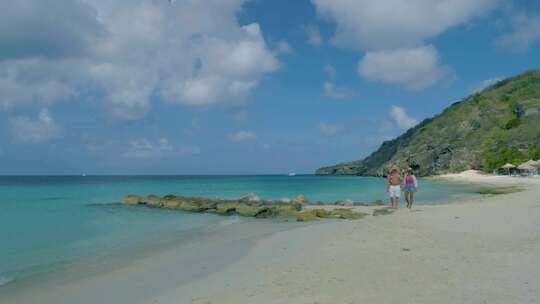 Playa Porto Marie Beach库拉索岛白色热带海滩与Turqouse Water Ocean Curacao Beach