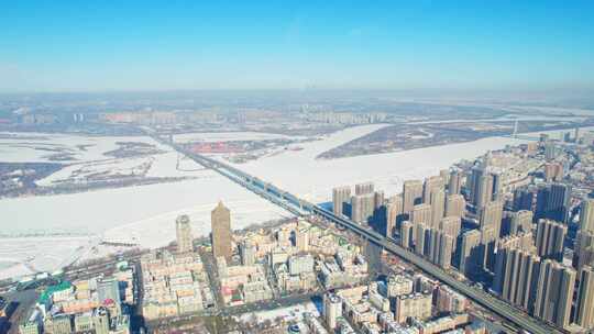 哈尔滨城市建筑风景航拍