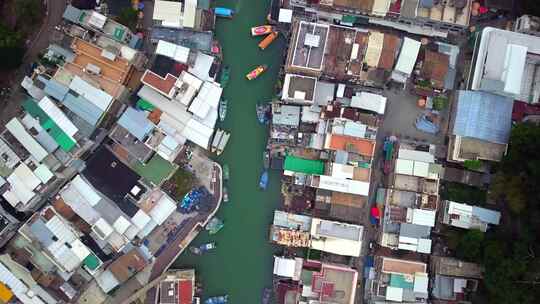 航拍香港渔村