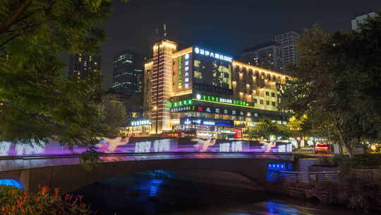 成都市成华区建设路夜景视频素材模板下载