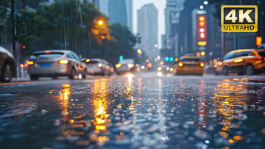 城市雨景实景唯美大景超清视频素材5