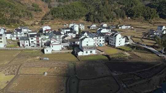 安徽皖南休宁大阜村山区农村建筑航拍