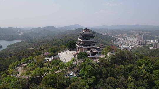 航拍惠州西湖5A景区高榜山挂榜阁