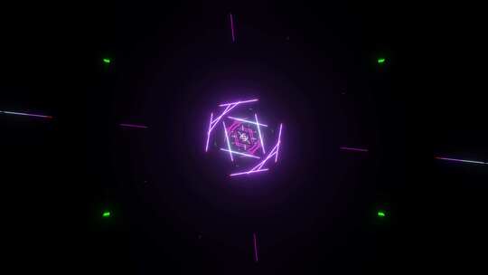 带霓虹灯的无尽未来空间隧道