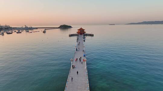 青岛栈桥青岛湾青岛西部风光视频素材模板下载