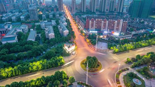 衡阳西二环十字路口夜景日转夜延时4k