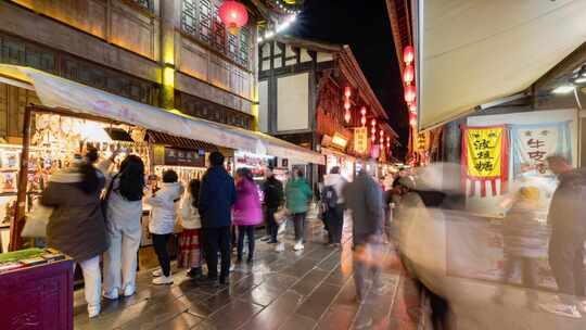 2025年春节成都锦里古街夜景延时摄影