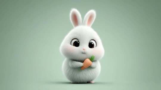 萌兔怀抱胡萝卜的治愈瞬间