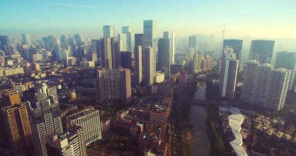 航拍美丽城市四川成都都市风景