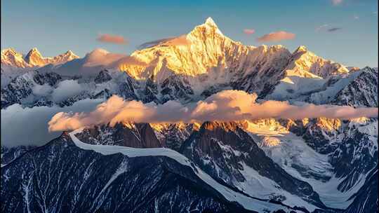 日照金山壮丽景观的震撼画面