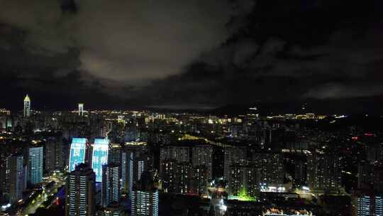 浙江温州城市夜景灯光航拍