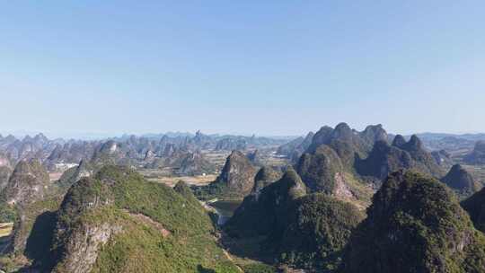 广西桂林阳朔山水桂林喀斯特地貌航拍