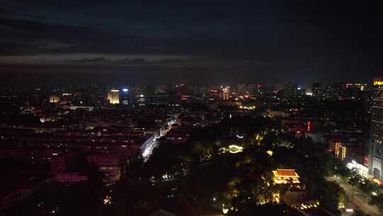 山东济宁城市夜景灯光航拍