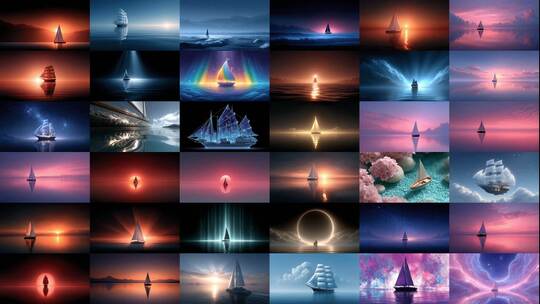 帆船逐梦光影海天一色(前118S为快速预览)高清在线视频素材下载