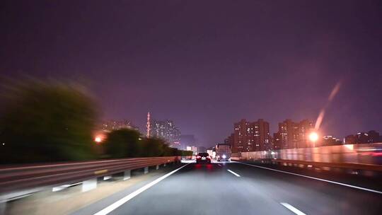 夜晚城市高速公路行车视频素材