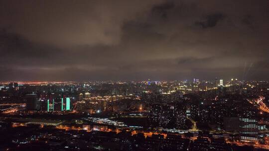 上海徐汇区夜景航拍空镜