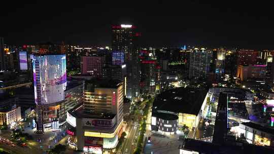 航拍浙江宁波中山东路大东门夜景