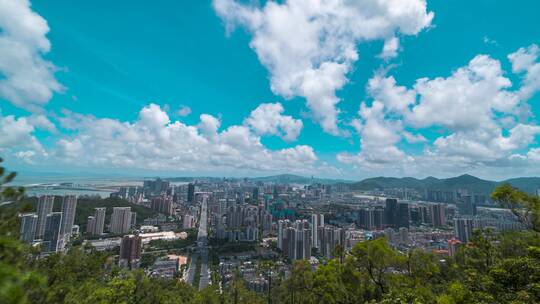 珠海_香洲区CBD_城市大景_流云4K视频素材模板下载