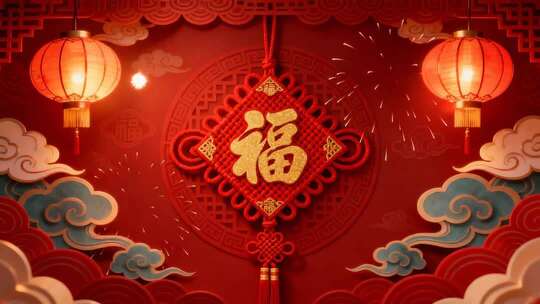 中式新春福字灯笼喜庆背景