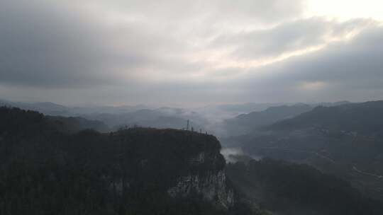 农村的早晨 镇远天印 浓雾中的农村航拍