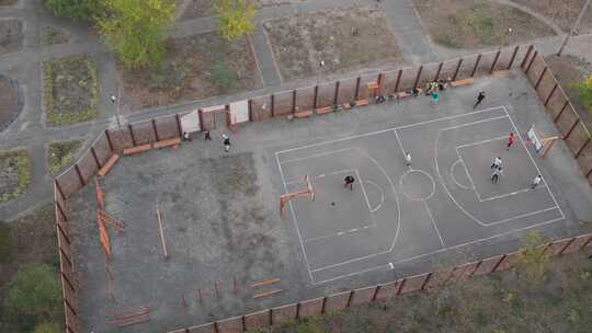 公园篮球场延时
