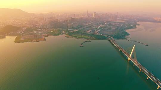 航拍深圳湾跨海大桥