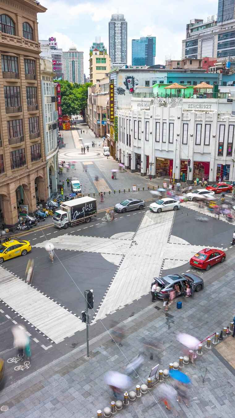 广州北京路十字路口车水马龙4K