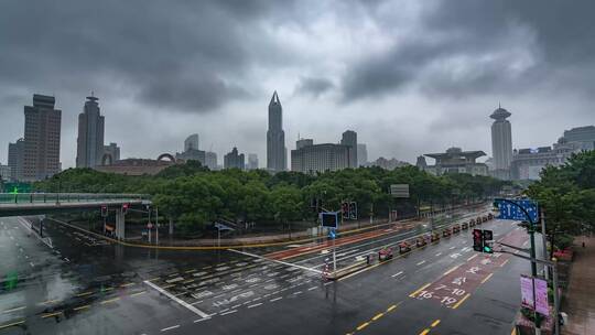 空挡的上海街道延时摄影